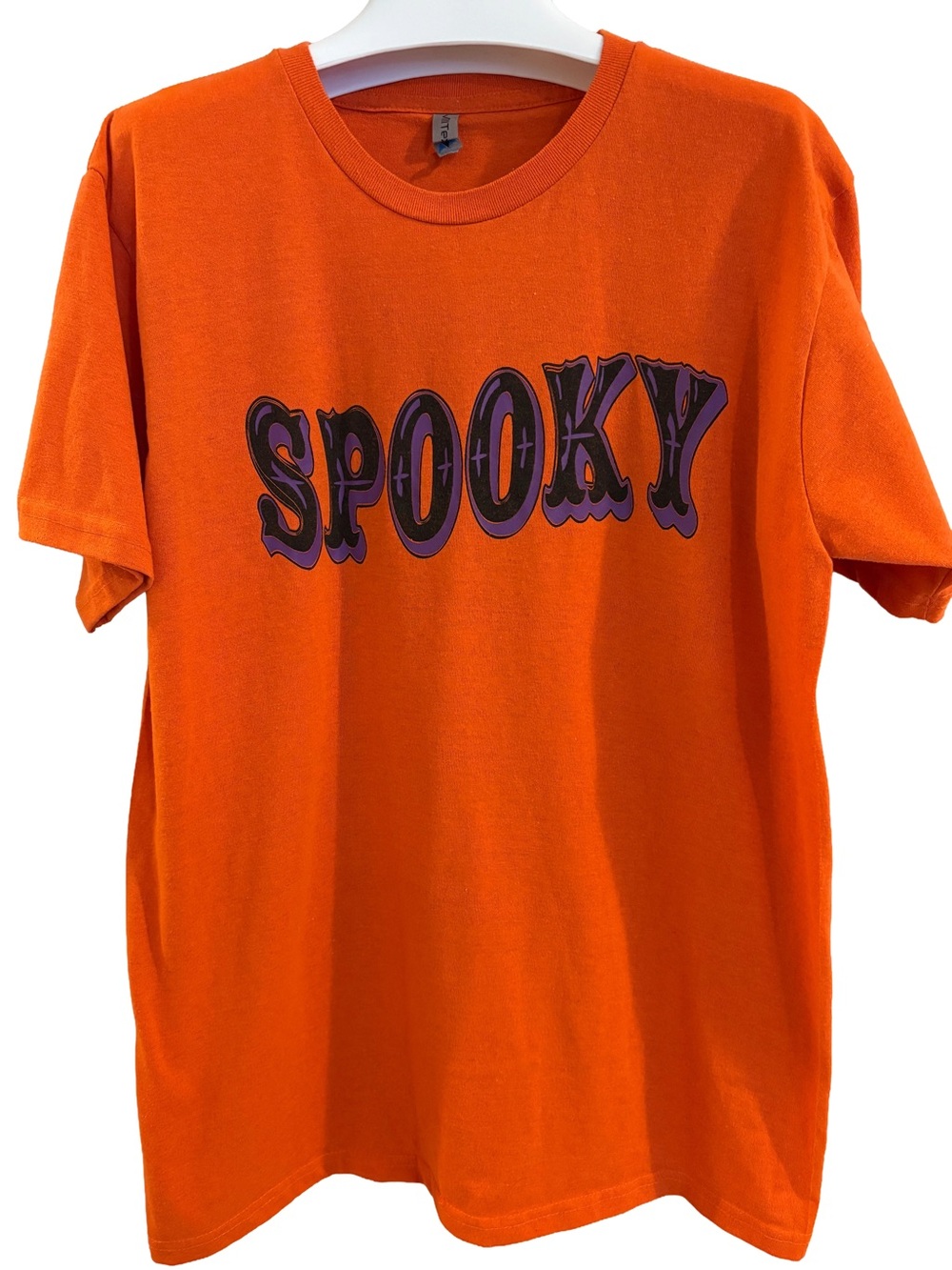 Orange Spooky Graphic Tee Shirt, Size L